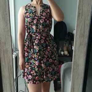 Banana Republic Black/Dark Floral Tiered Dress XSP